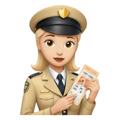 persona vendedora de tickets de cine, con uniforme y taquilla, sosteniendo boletos sticker