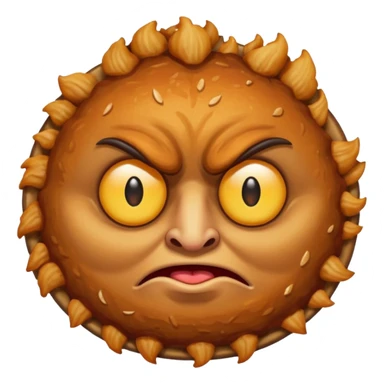 evil schnitzel with menacing face sticker