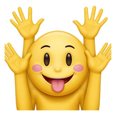 Hands spreading open while a smiley face with its tongue out is in the middle sticker