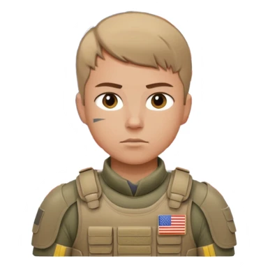 generate realistic white american soldier in body armor and full uniform with small usa flag on shoulder sticker