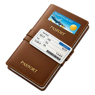 brown passaport and fly tickets sticker