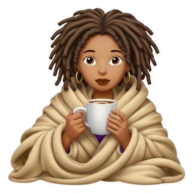 Black woman with locs inside blanket sipping coffee  sticker
