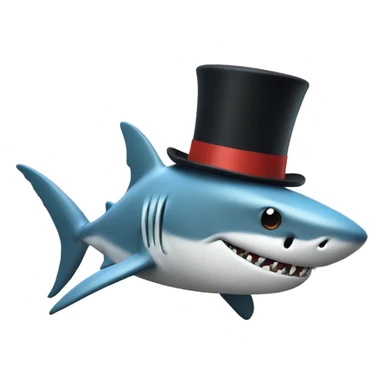 Shark with a top hat made of noodles sticker