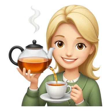 smiling person pouring tea sticker