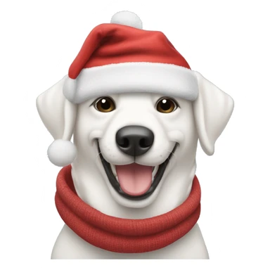 Perro blanco sonriendo con gorro de navidad sticker