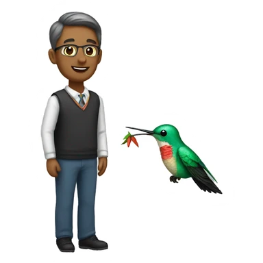 Teacher with hummingbird on shoulder sticker
