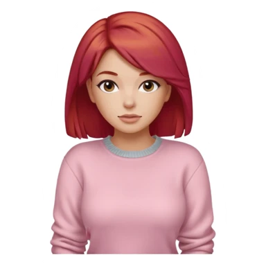 Chloe Kardashian with red hair using a light pink sweater sticker