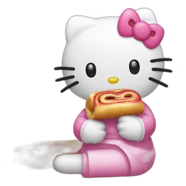Hello kitty eating cinamon roll sticker