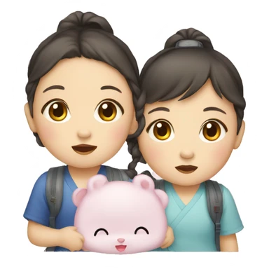 three korean baby girls traveling sticker