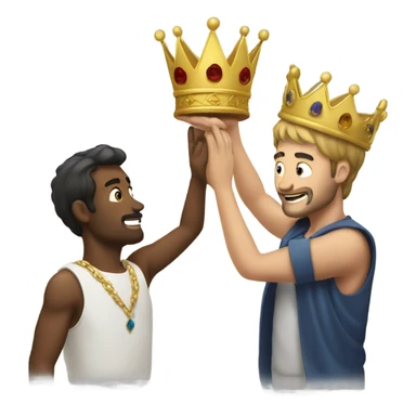 Man crowning another man sticker
