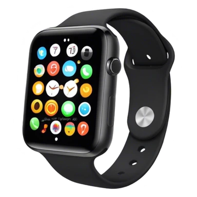 A modern smartwatch, black with a vibrant screen display  sticker