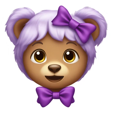 Baby bear wearing a purple hair bow  sticker