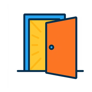 An open door with light inside sticker