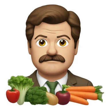 Ron Swanson eating vegetables sticker
