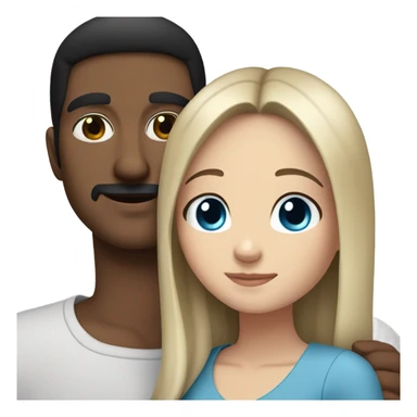 Mexican man with brown eyes hugging white girl with black hair and blue eyes sticker