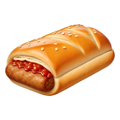 a sausage roll with a line small amount of tomatoe sauce on top sticker