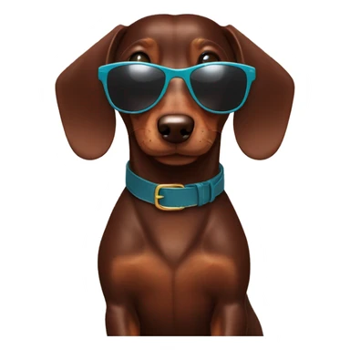 Chocolate Dachshund wears sunglasses  sticker