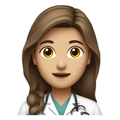 Long brown hair female doctor sticker