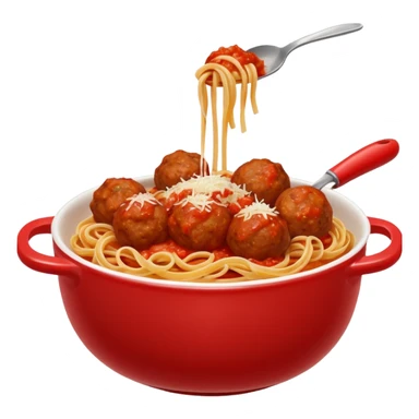 pasta and meatballs and sauce in a bowl sticker