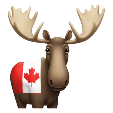 Moose with Canadian flag behind it sticker
