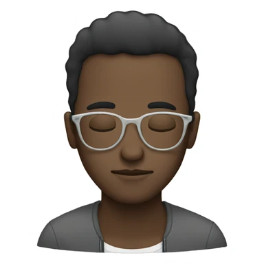 Guy putting head down with glasses sticker