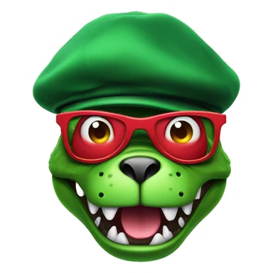 Angry Green Trex wearing red beret and eyeglasses  sticker