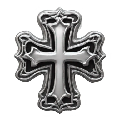 Chrome silver cross detailed gothic sticker