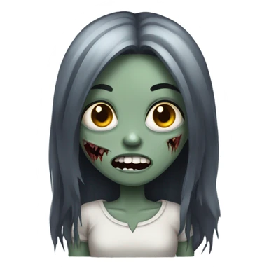girl zombie with dark long hair with teeth sticker