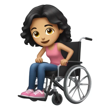 Girl with black hair in wheelchair sticker