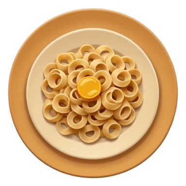 European cuisine humanless avatar in modern emoji-style illustration. Plate with pasta and bread, neutral warm colors, simple shapes, flat design, elegant and friendly. sticker