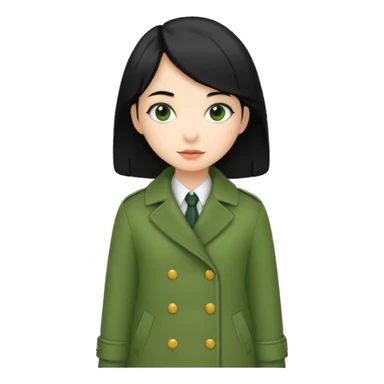 green coat black haired  girl  sticker