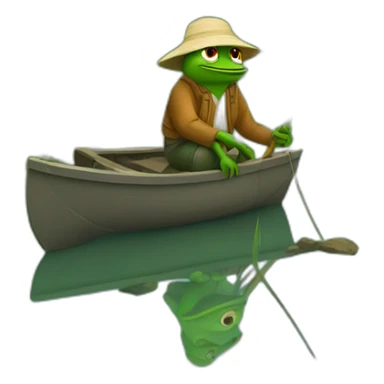 pepe fisherman around a pond sticker