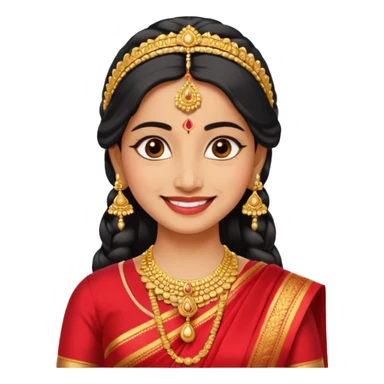 South indian bride getup, smiley face. sticker