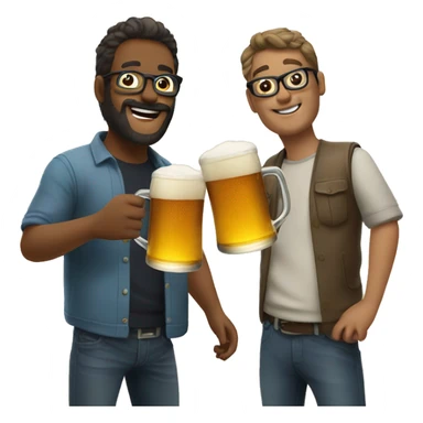 two people clinking glasses of beer sticker