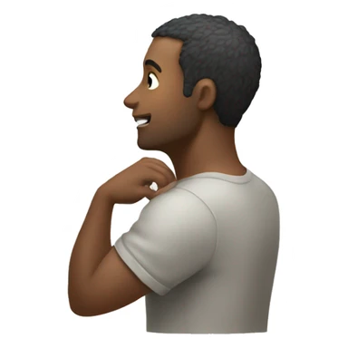 man reaching for the back of his neck with one hand sticker