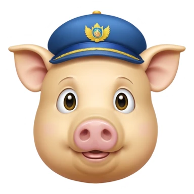 pig body with President Zelensky's face wearing a hat with yellow and blue colors sticker