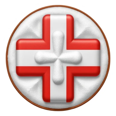 red cross icon on sugar powder sticker