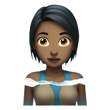 Girl with black hair in water sticker