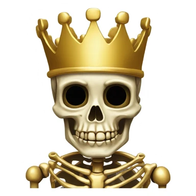 Make a skeleton with a bob and make sure the skeleton has a gold crown and is wearing a golden dress sticker