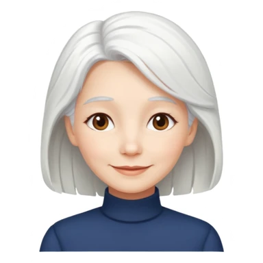 pure white hair, cute mature girl sticker