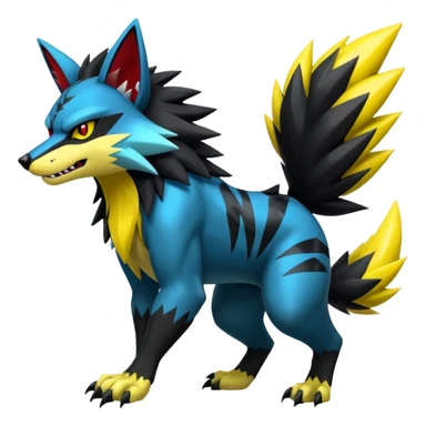 Shiny furry cool Zeraora-Zoroark-Obstagoon-fusion sticker