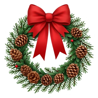 Christmas wreath with long bow and pinecones sticker