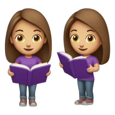 brown-medium-hair-girl-wearing-purple-tshirt-reading-a-book sticker