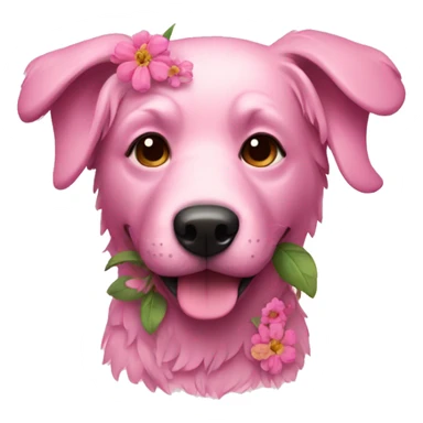 pink dog with flowers sticker