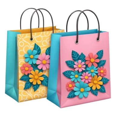 2 aesthetic shopping bag with pattern sticker