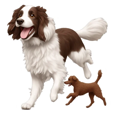 Chocolate doodle, white Australian shepherd, black poodle, gsp running in a line sticker