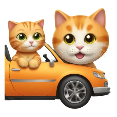 Orange cat with his friend baby car sticker
