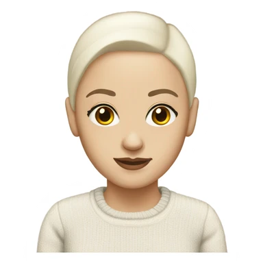 White bald woman sweater dark brown eyes and eyebrows  sticker
