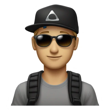 Weißer junge mit schwarzer Cap, weisses tshirt, eine schwarze Sonnenbrille und eine haarschneidemaschine in der Hand hält und lächelt  sticker