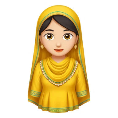 Yellow chudidar with chunni sticker